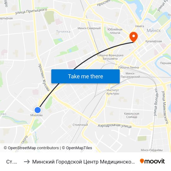 Ст.М. Міхалова to Минский Городской Центр Медицинской Реабилитации Детей С Психоневрологическими Заболеваниями map