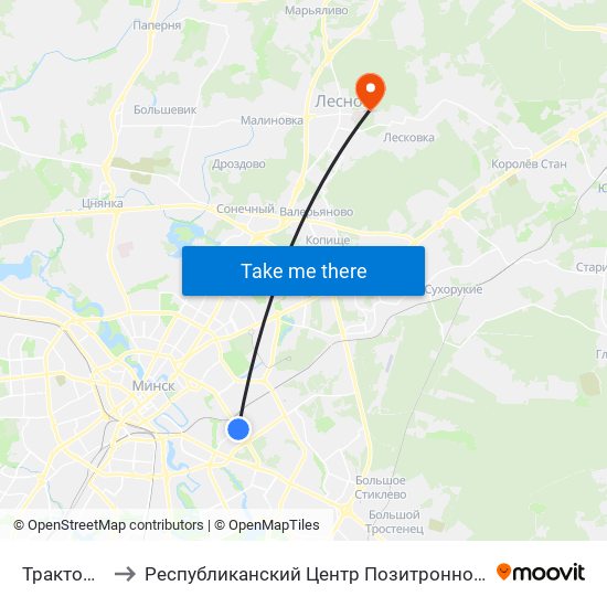 Тракторный Завод to Республиканский Центр Позитронно-Эмиссионной Томографии (Пэт-Центр) map