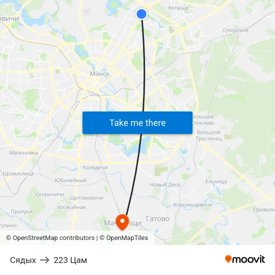Сядых to 223 Цам map