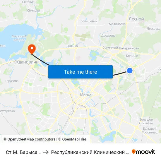 Ст.М. Барысаўскі Тракт to Республиканский Клинический Медицинский Центр map