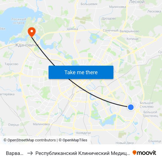 Варвашэні to Республиканский Клинический Медицинский Центр map