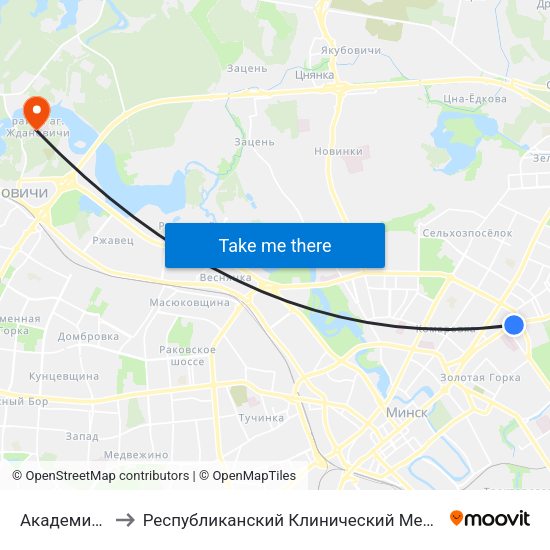 Академия Наук to Республиканский Клинический Медицинский Центр map