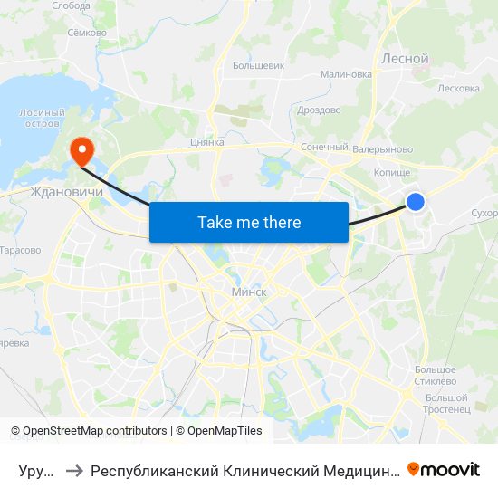 Уручье to Республиканский Клинический Медицинский Центр map