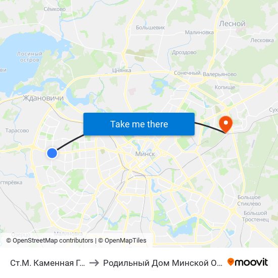 Ст.М. Каменная Горка to Родильный Дом Минской Области map