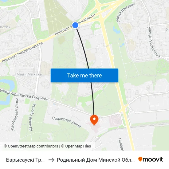 Барысаўскі Тракт to Родильный Дом Минской Области map