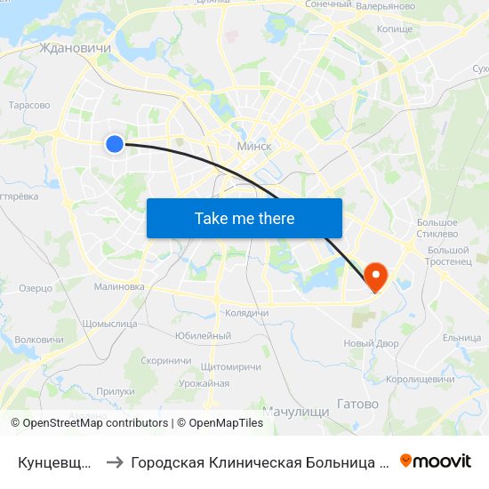 Кунцевщина to Городская Клиническая Больница № 10 map