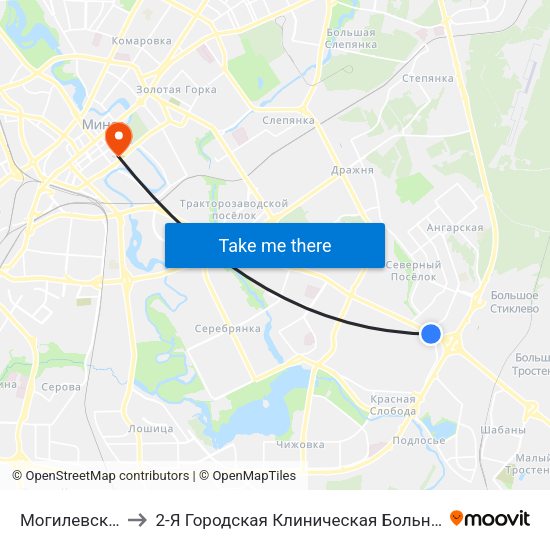 Могилевская to 2-Я Городская Клиническая Больница map