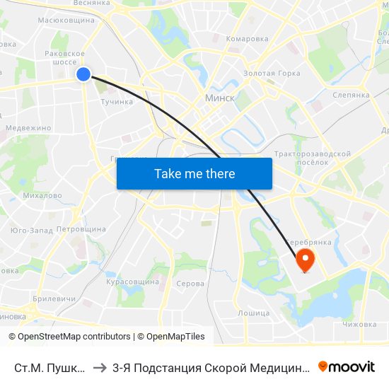 Ст.М. Пушкінская to 3-Я Подстанция Скорой Медицинской Помощи map
