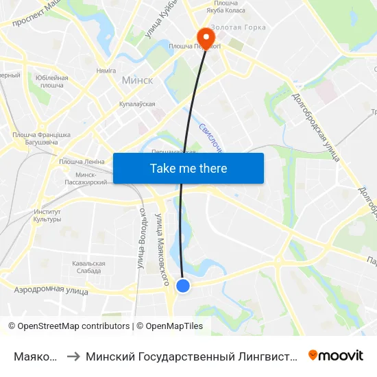 Маякоўскага to Минский Государственный Лингвистический Университет map