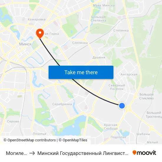 Могилевская to Минский Государственный Лингвистический Университет map