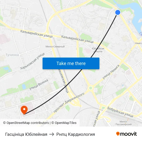 Гасцініца Юбілейная to Рнпц Кардиология map