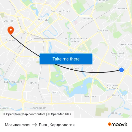 Могилевская to Рнпц Кардиология map