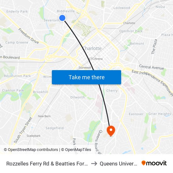 Rozzelles Ferry Rd & Beatties Ford Rd to Queens University map