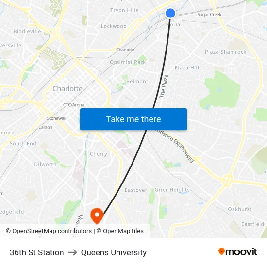36th St Station to Queens University map