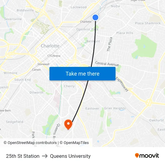 25th St Station to Queens University map