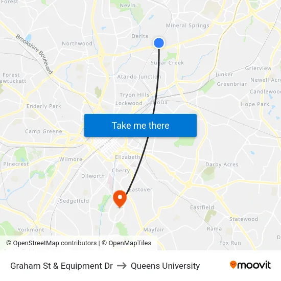 Graham St & Equipment Dr to Queens University map