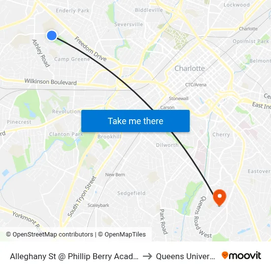 Alleghany St @ Phillip Berry Academy to Queens University map