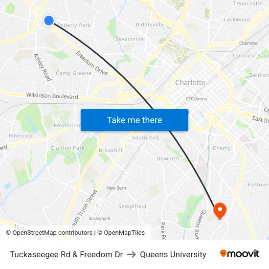 Tuckaseegee Rd & Freedom Dr to Queens University map