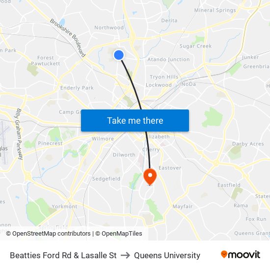 Beatties Ford Rd & Lasalle St to Queens University map