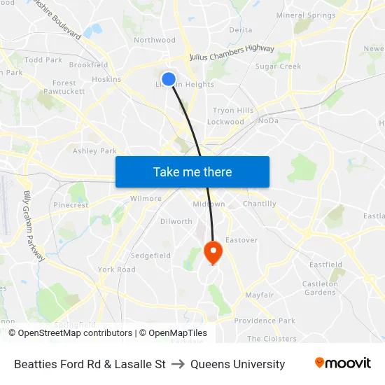Beatties Ford Rd & Lasalle St to Queens University map
