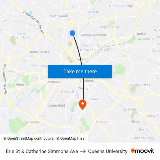 Erie St & Catherine Simmons Ave to Queens University map