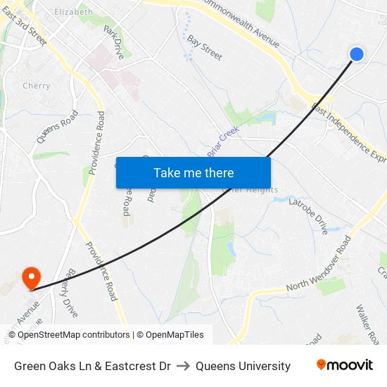 Green Oaks Ln & Eastcrest Dr to Queens University map