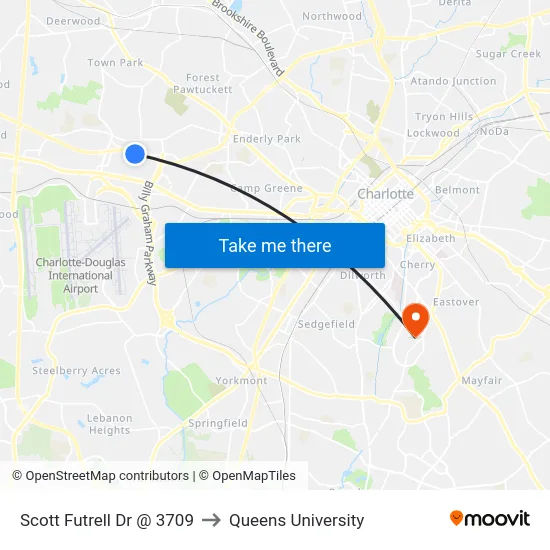 Scott Futrell Dr @ 3709 to Queens University map