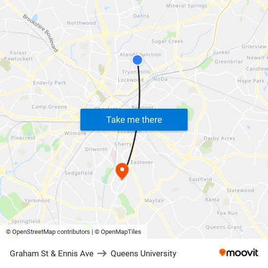 Graham St & Ennis Ave to Queens University map