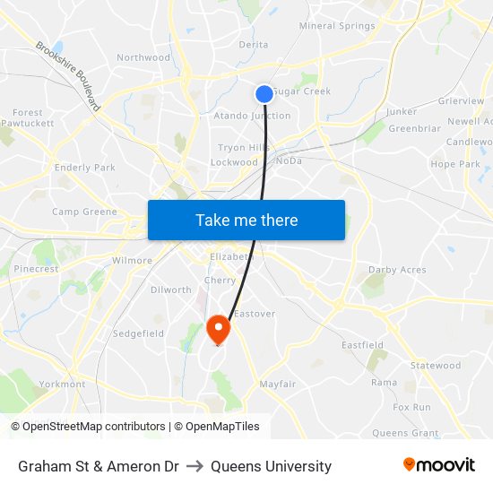 Graham St & Ameron Dr to Queens University map