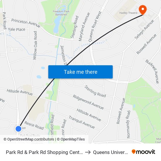 Park Rd & Park Rd Shopping Center Dr to Queens University map