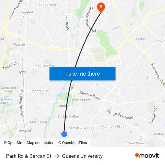 Park Rd & Barcan Ct to Queens University map