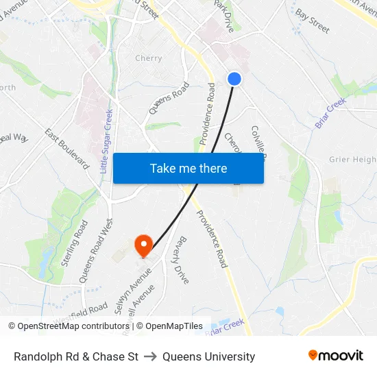 Randolph Rd & Chase St to Queens University map