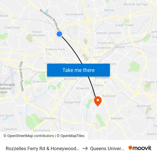 Rozzelles Ferry Rd & Honeywood Ave to Queens University map