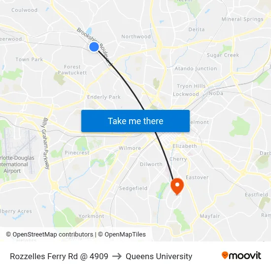 Rozzelles Ferry Rd @ 4909 to Queens University map