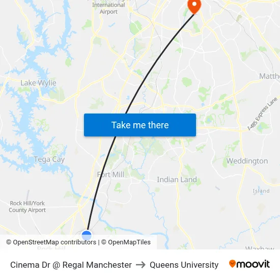 Cinema Dr @ Regal Manchester to Queens University map