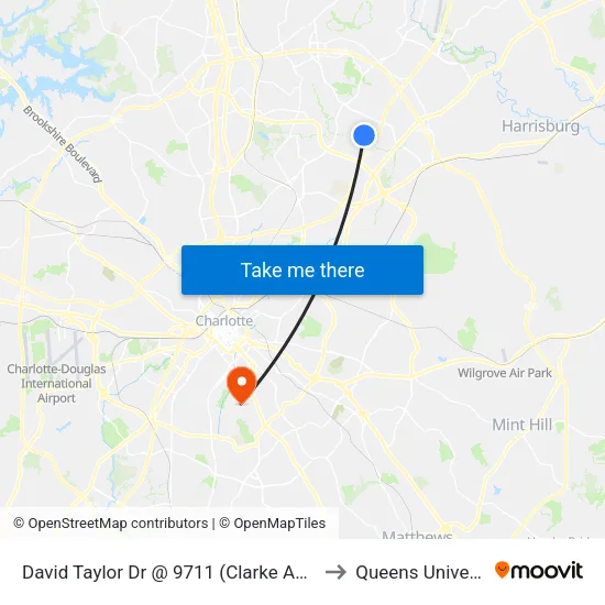 David Taylor Dr @ 9711 (Clarke America) to Queens University map