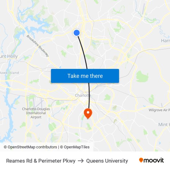 Reames Rd & Perimeter Pkwy to Queens University map