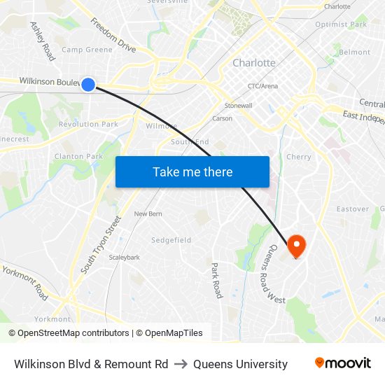 Wilkinson Blvd & Remount Rd to Queens University map