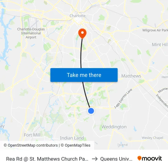 Rea Rd @ St. Matthews Church Park & Ride to Queens University map