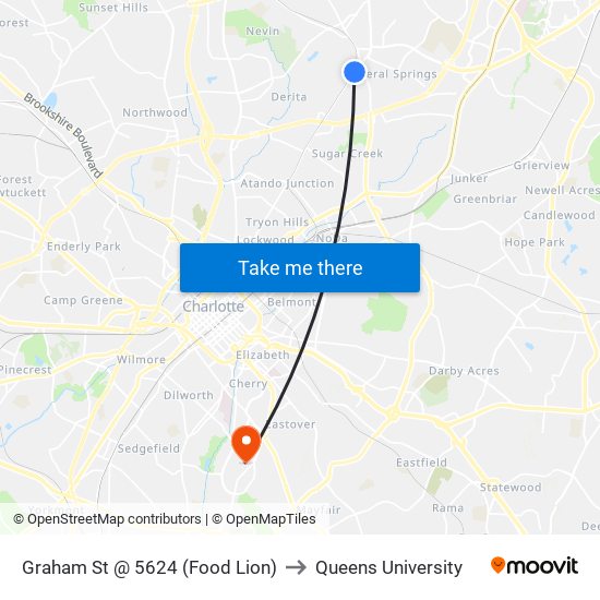 Graham St @ 5624 (Food Lion) to Queens University map