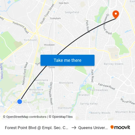 Forest Point Blvd @ Empl. Sec. Comm. to Queens University map