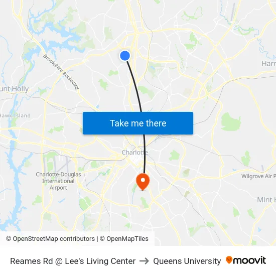 Reames Rd @ Lee's Living Center to Queens University map