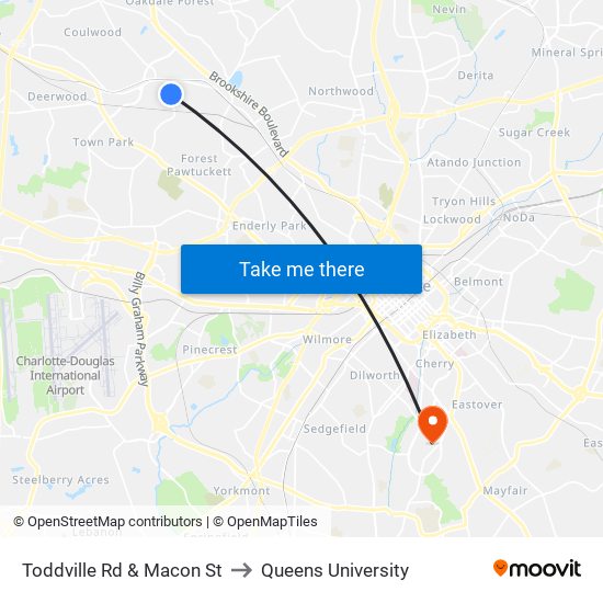 Toddville Rd & Macon St to Queens University map