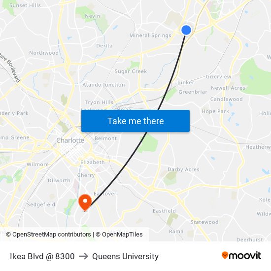 Ikea Blvd @ 8300 to Queens University map