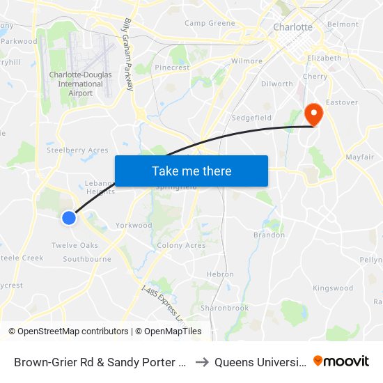 Brown-Grier Rd & Sandy Porter Rd to Queens University map