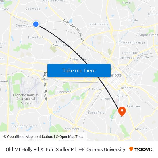 Old Mt Holly Rd & Tom Sadler Rd to Queens University map