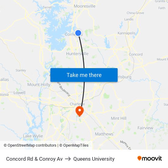Concord Rd & Conroy Av to Queens University map