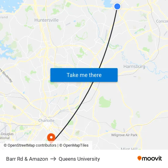 Barr Rd & Amazon to Queens University map