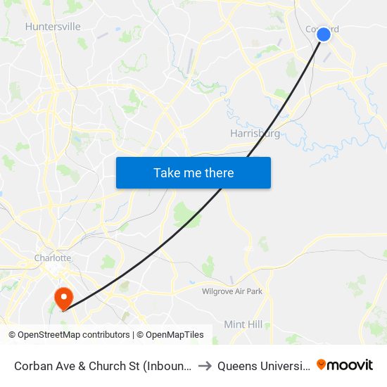 Corban Ave & Church St (Inbound) to Queens University map