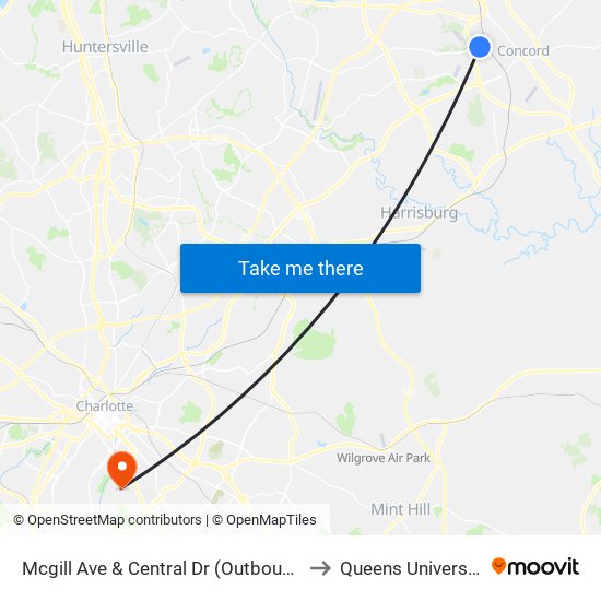 Mcgill Ave & Central Dr (Outbound) to Queens University map